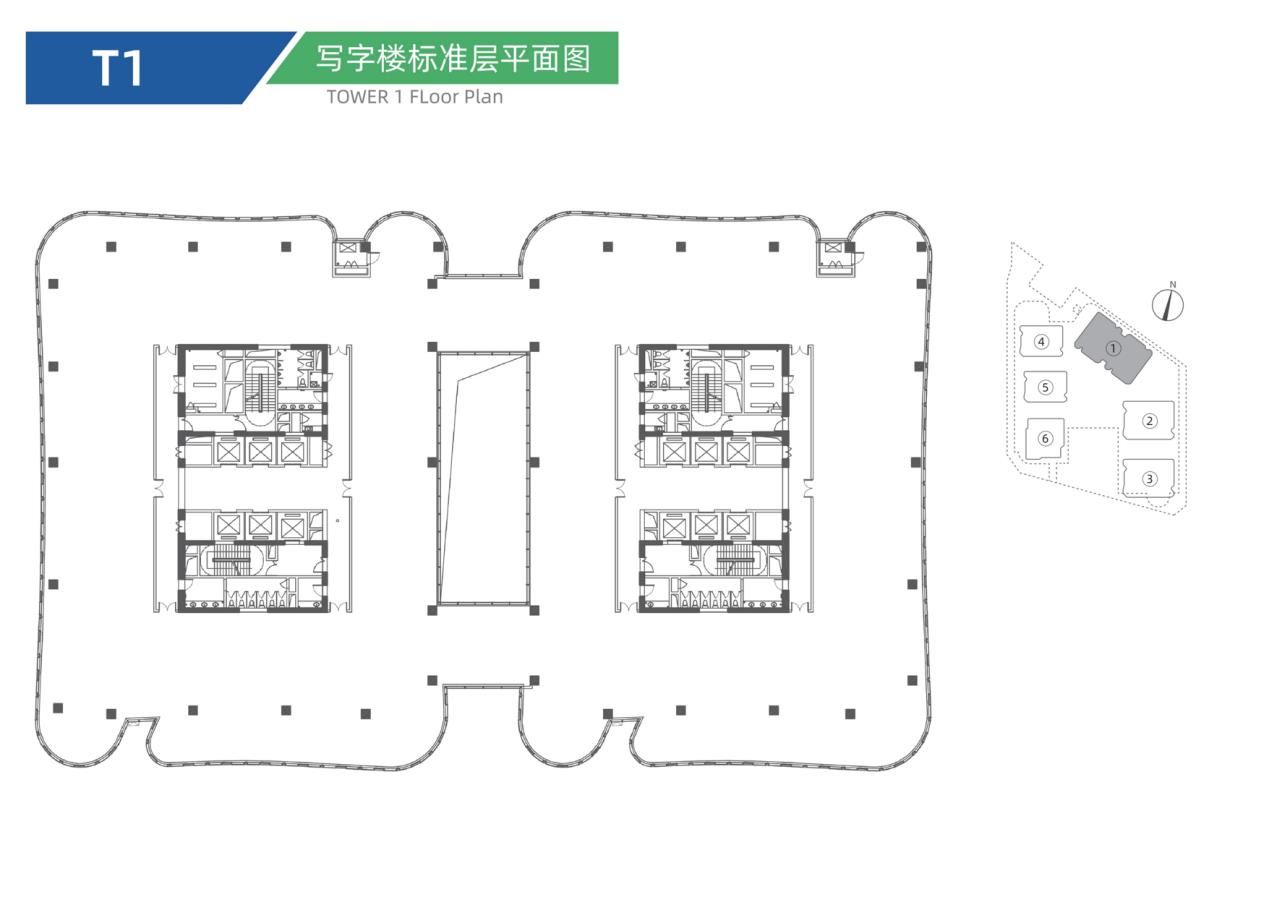 金隅智荟中心T1号楼标准层平面图